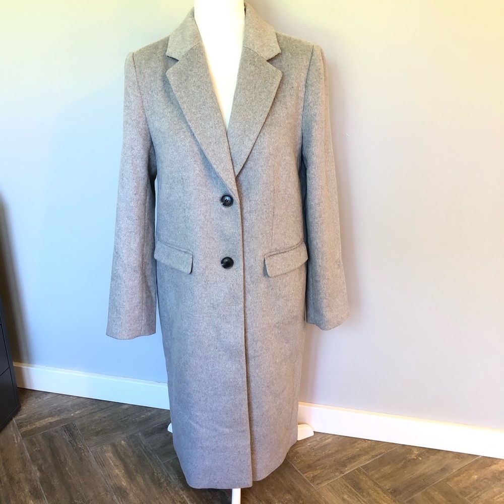 Loft Gray Two Button Long Dressy Pea Coat - Picture 3 of 8